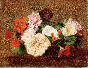 Henri Fantin-Latour Roses and Nasturtiums in a Vase France oil painting artist